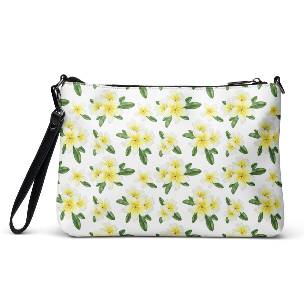 Plumeria Crossbody bag Tropical flowers bag zippered removeable straps
