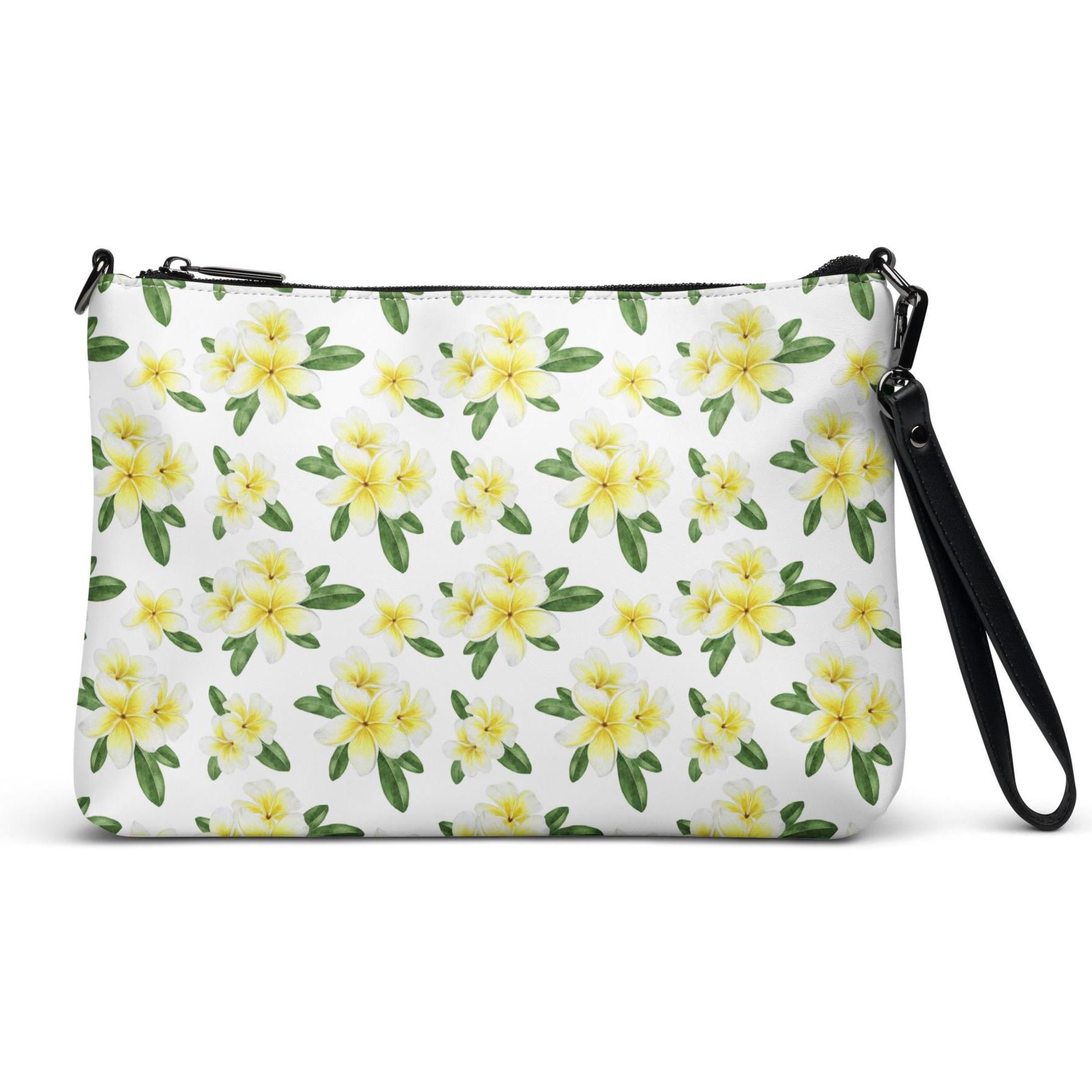 Plumeria Crossbody bag Tropical flowers bag zippered removeable straps