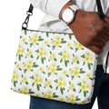 Plumeria Crossbody bag Tropical flowers bag zippered removeable straps