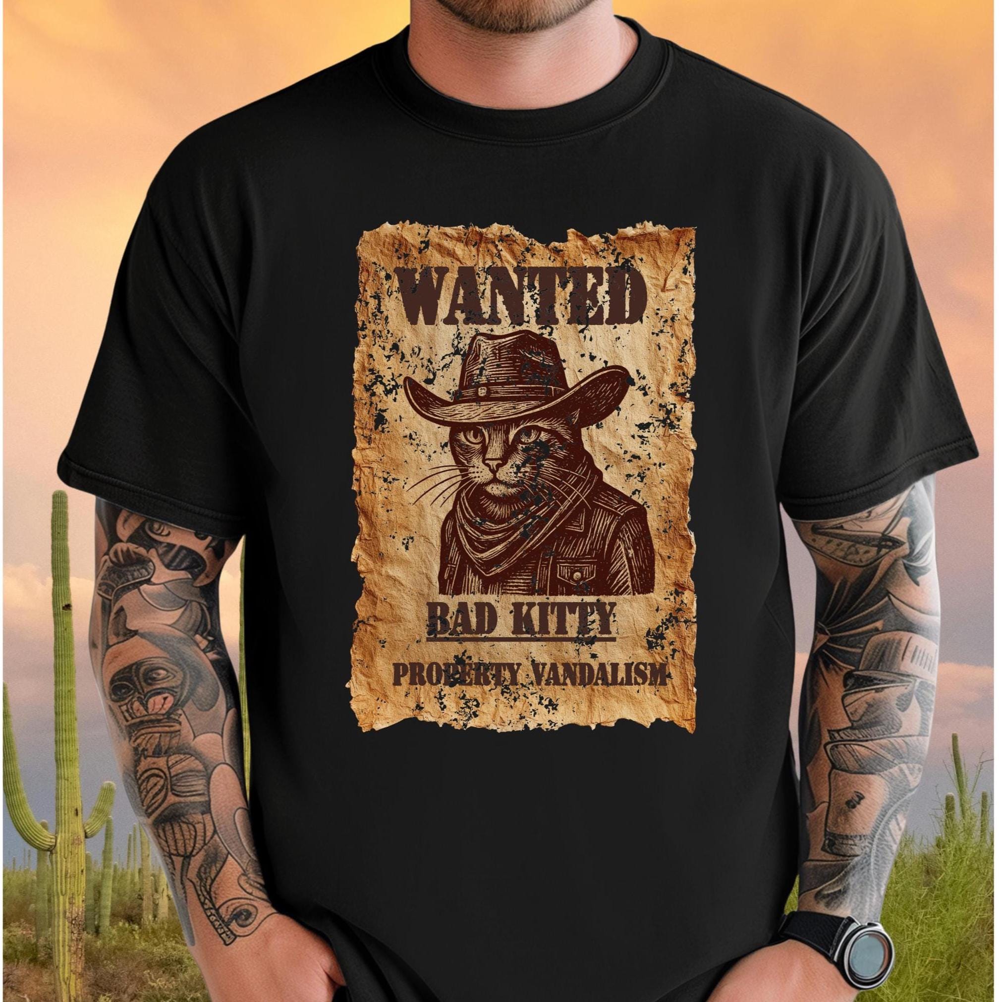 Funny Cat Wanted Poster Shirt Comfort Colors funny Bad Cat T-Shirt Unisex garment-dyed tee