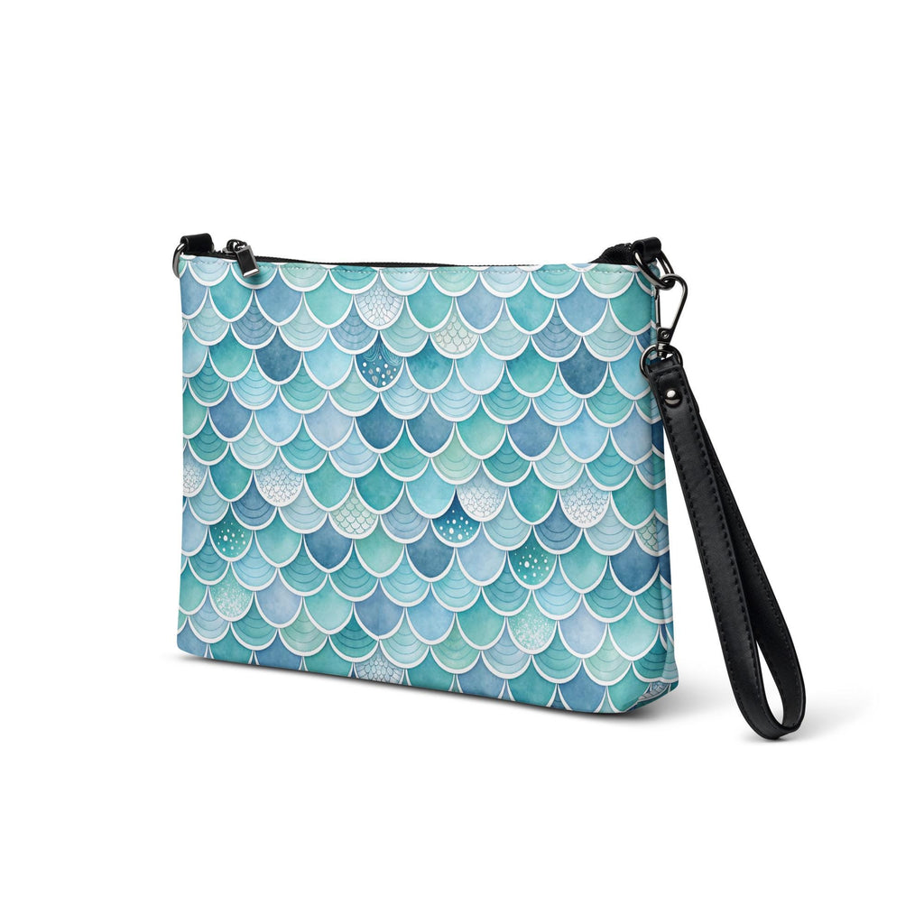 Mermaid Scales Crossbody bag Blue Green ocean inspired zippered bag Faux leather