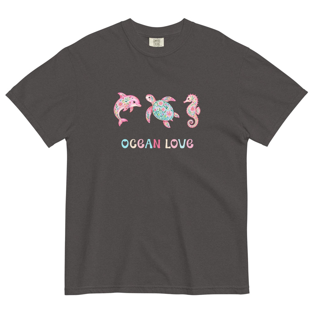 Ocean animals t-shirt Comfort Colors dolphin turtle seahorse floral animals tee garment-dyed heavyweight ocean t-shirt