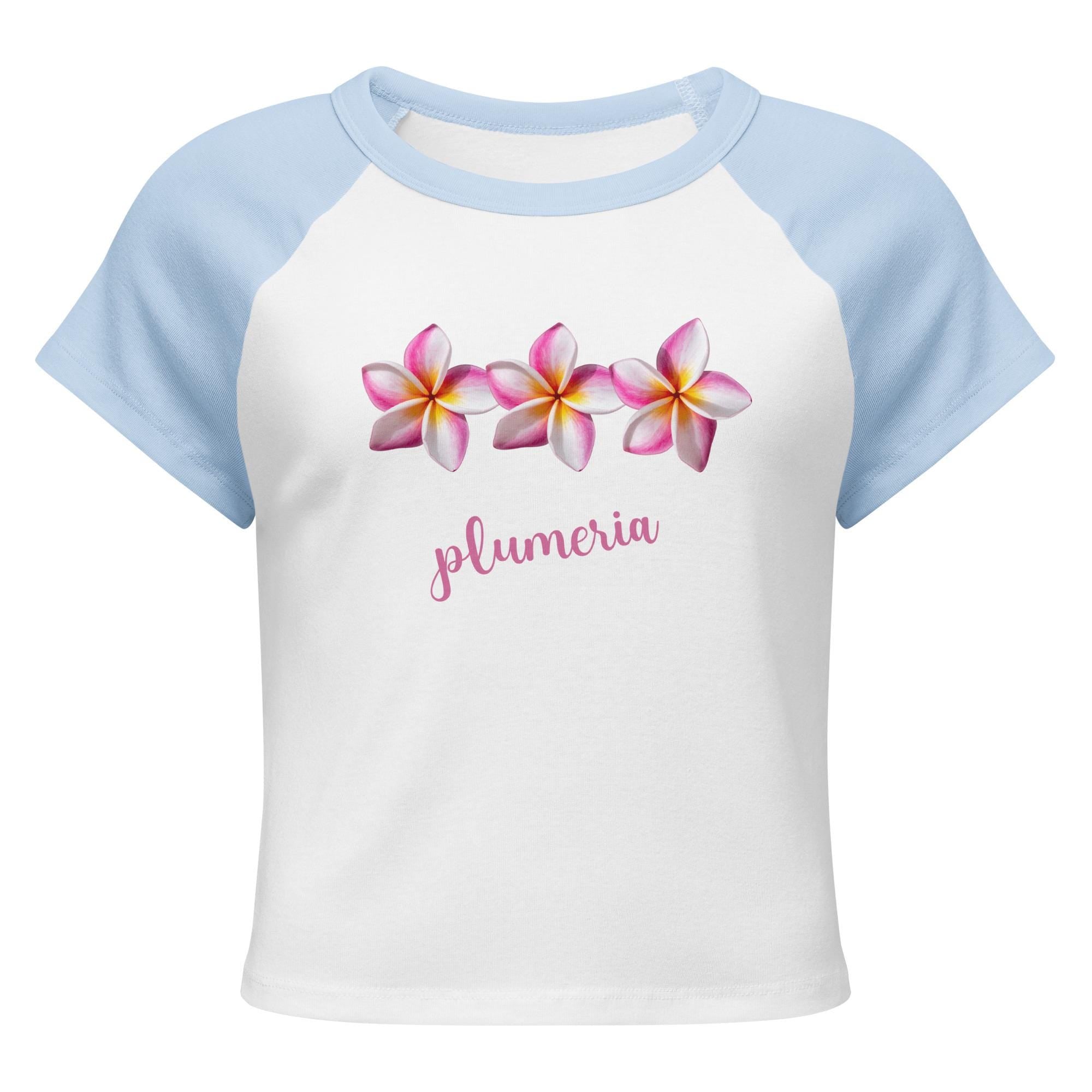 Pink Plumerias t-shirt pink tropical flowers Hawaiian flowers raglan baby tee