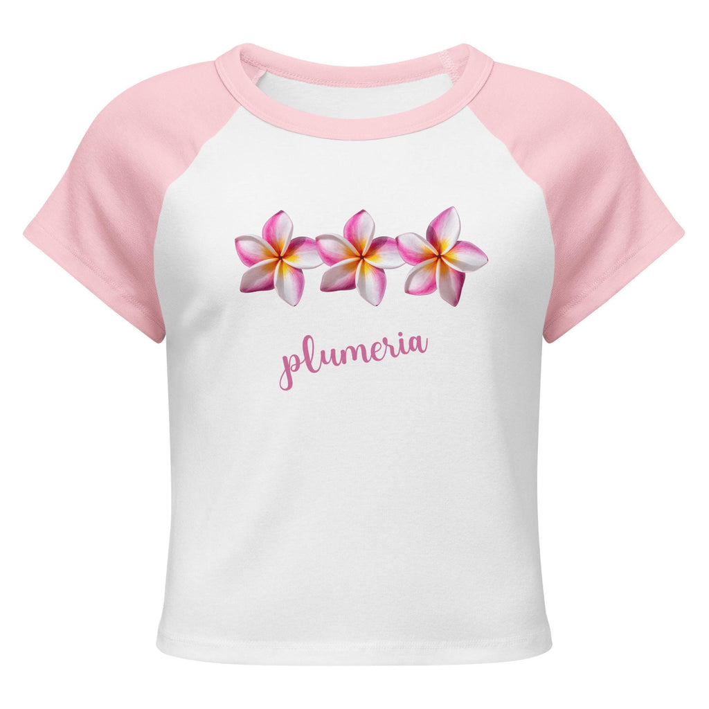 Pink Plumerias t-shirt pink tropical flowers Hawaiian flowers raglan baby tee