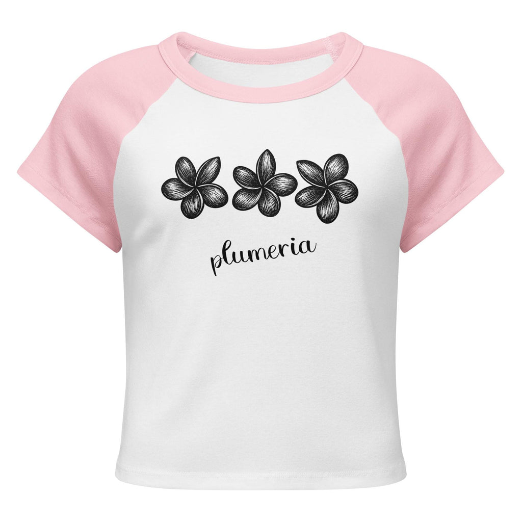 Plumerias crop top, Hawaiian flowers Bella Canvas raglan baby tee