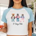 Funny Dogs Crop top, Fashion dogs t-shirt Pomeranian, Pug, Poodle baby tee Women’s micro rib raglan baby tee