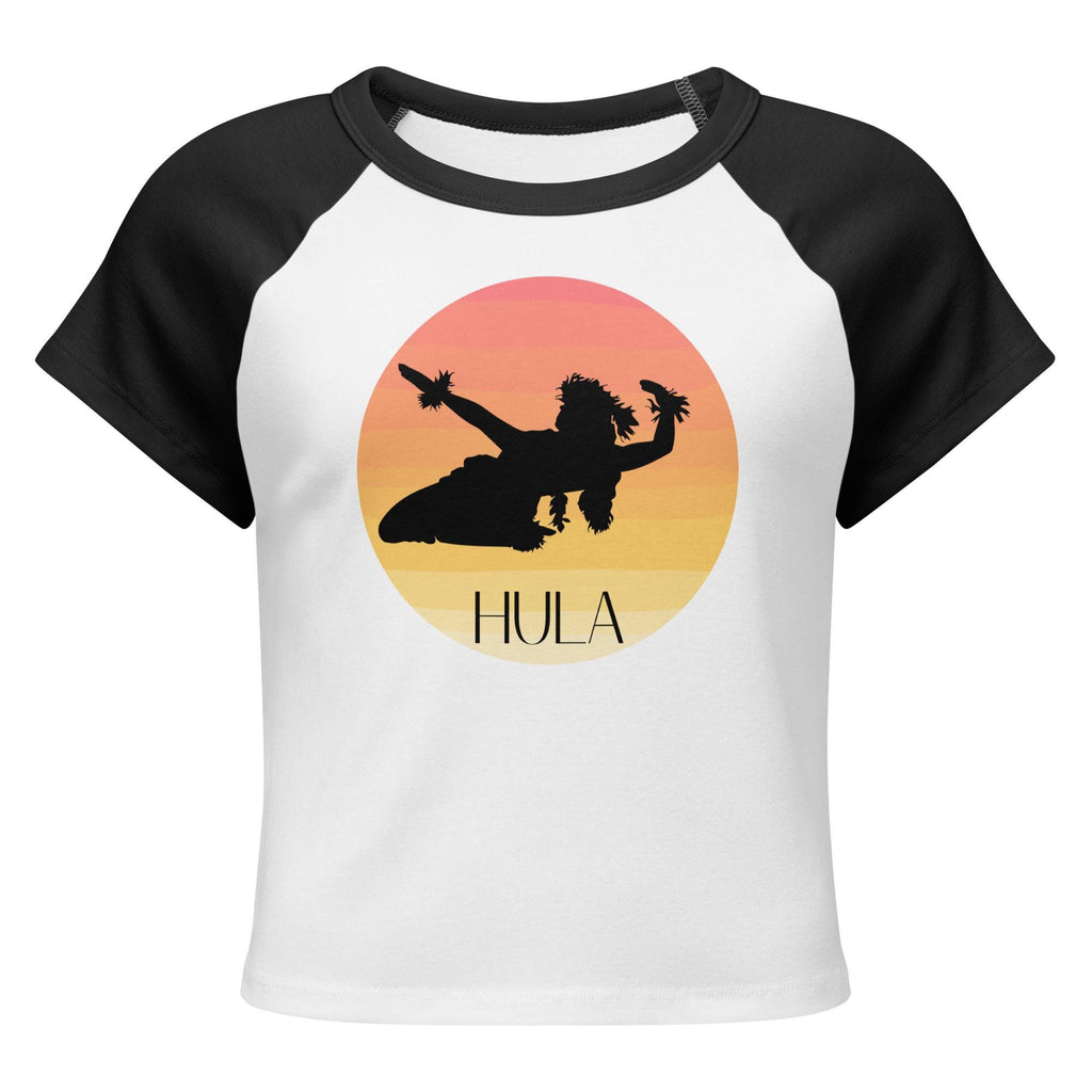 Hula Dance t-shirt, Hula Kahiko crop top Hawaiian hula baby tee Women’s micro rib raglan baby tee