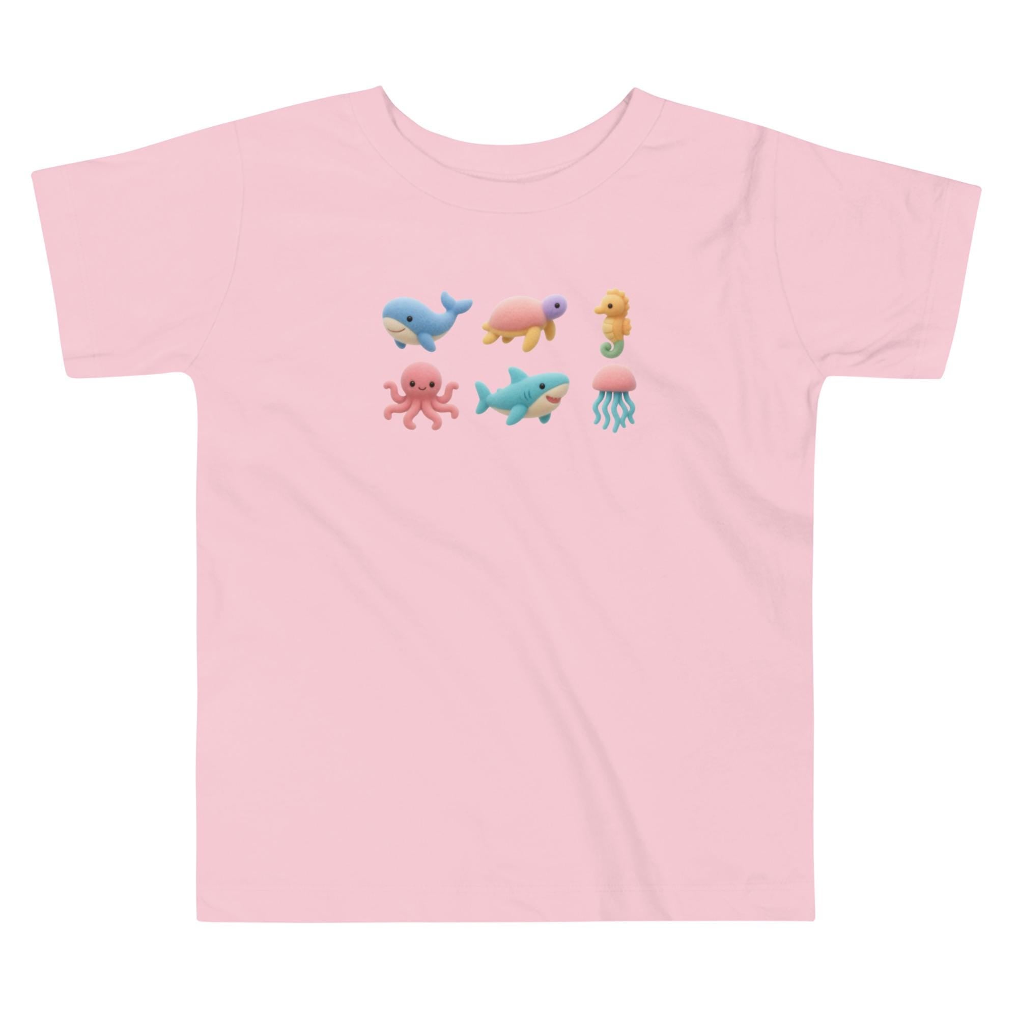 Ocean animals Toddler Short Sleeve Tee whale, octopus, turtle soft pastel t-shirt toddler