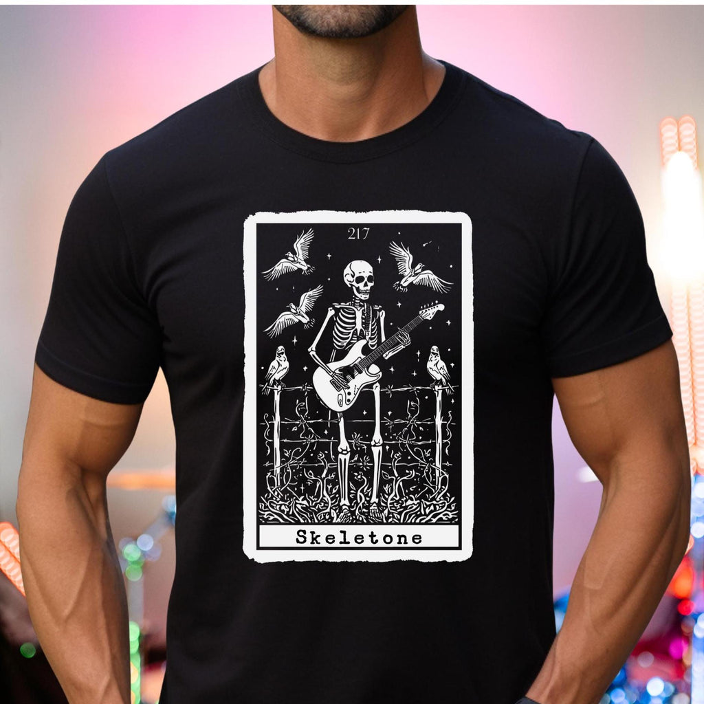 Guitar Player Skeleton Shirt Gildan guitarist tee Tarot card inspired rock band t-shirt Unisex classic tee