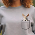 Bunny Pocket Sweatshirt, bunny faux pocket Gildan Sweatshirt, Personalized name option Rabbit Sweatshirt