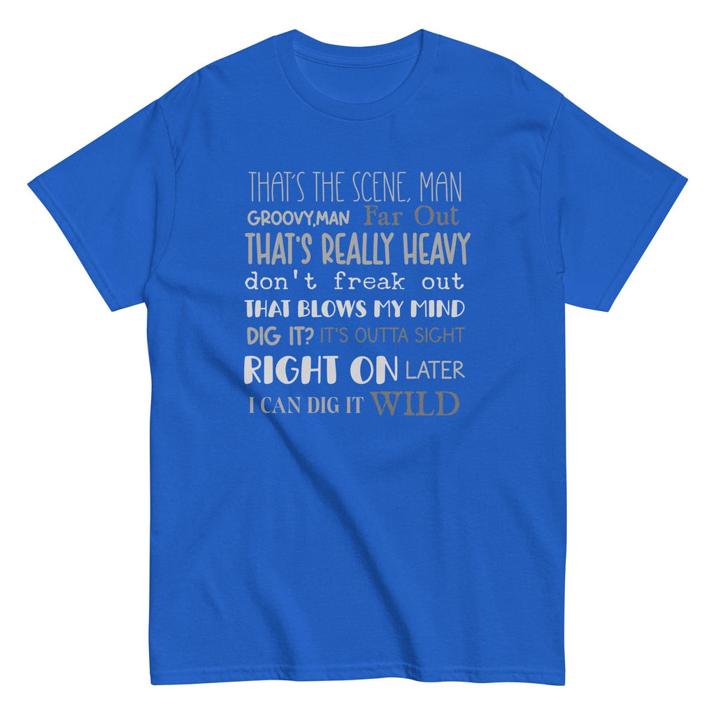 Funny Retro 60s Slang Words T-shirt 70s slang language shirt Gildan Cotton Unisex tee