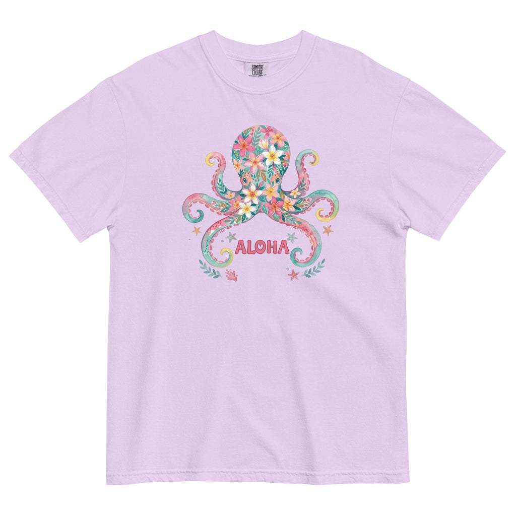 Floral Octopus Aloha T-Shirt: Comfort Colors Tropical Hawaiian Tee