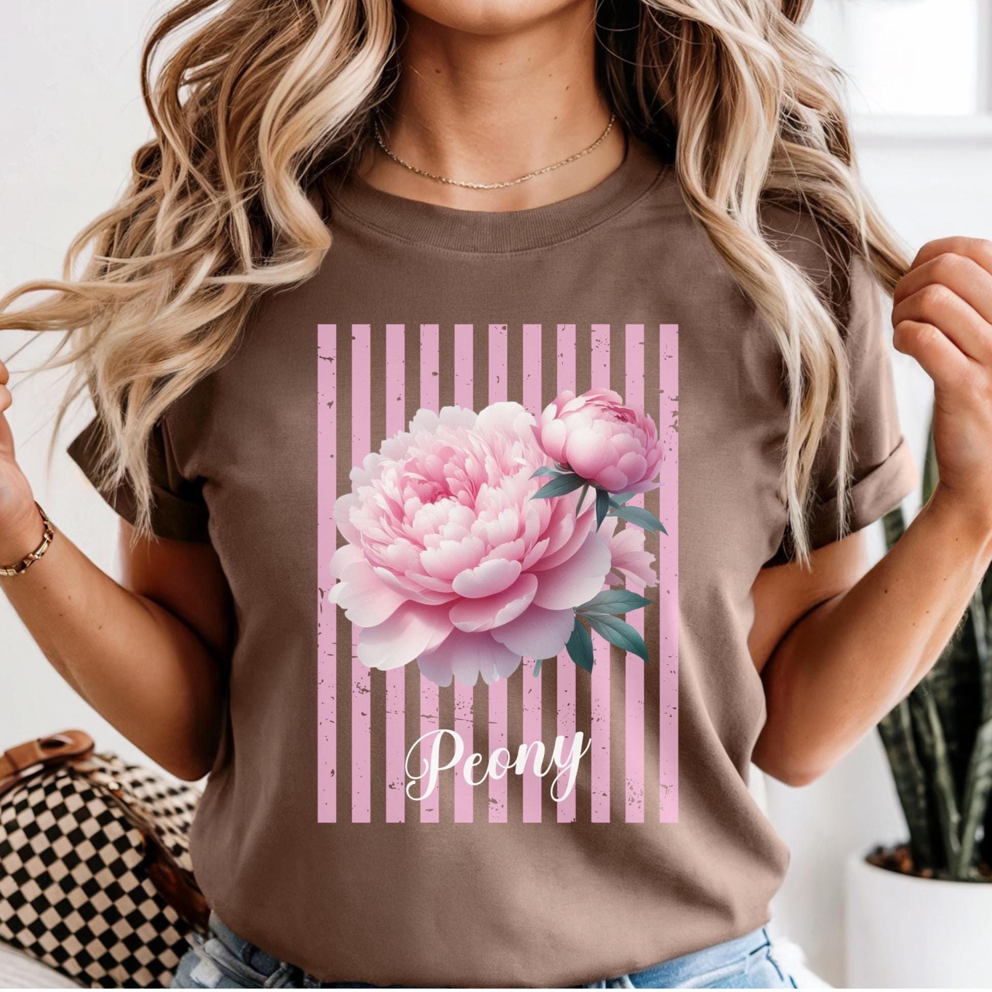 Comfort Colors Peony T-Shirt: Pink Floral Graphic Tee, Peony Lover Gift