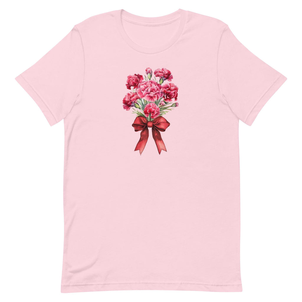 Carnations T-Shirt Bella Canvas pink and red carnations Mothers Day gift tee