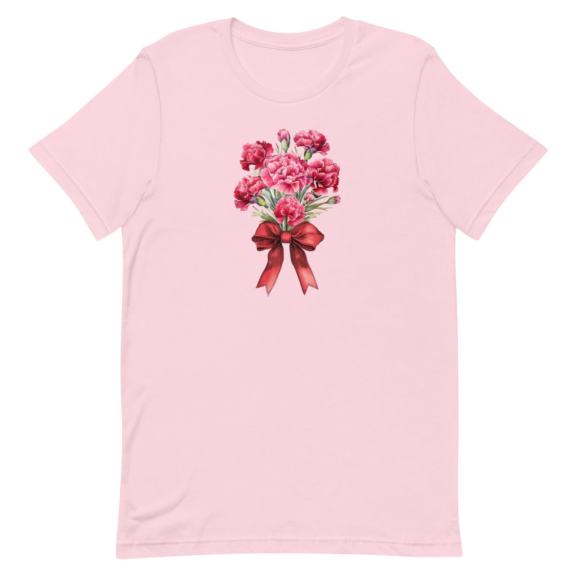 Carnations T-Shirt Bella Canvas pink and red carnations Mothers Day gift tee