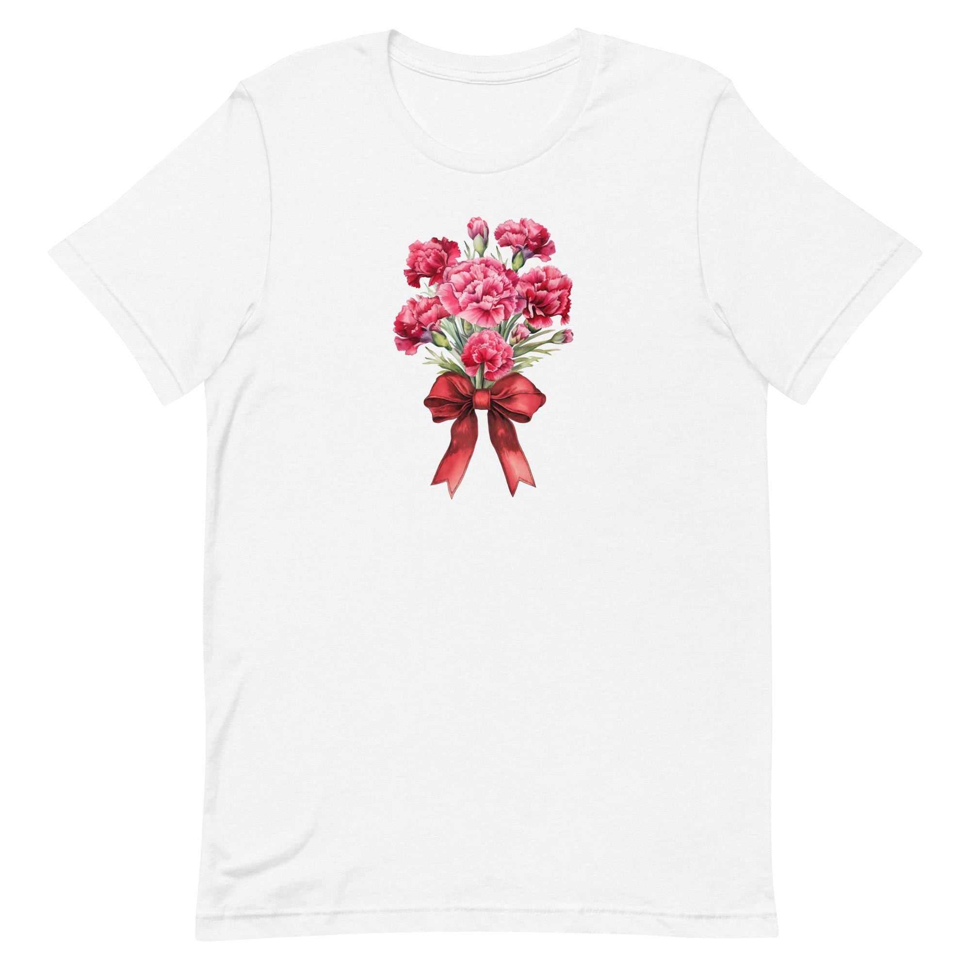 Carnations T-Shirt Bella Canvas pink and red carnations Mothers Day gift tee