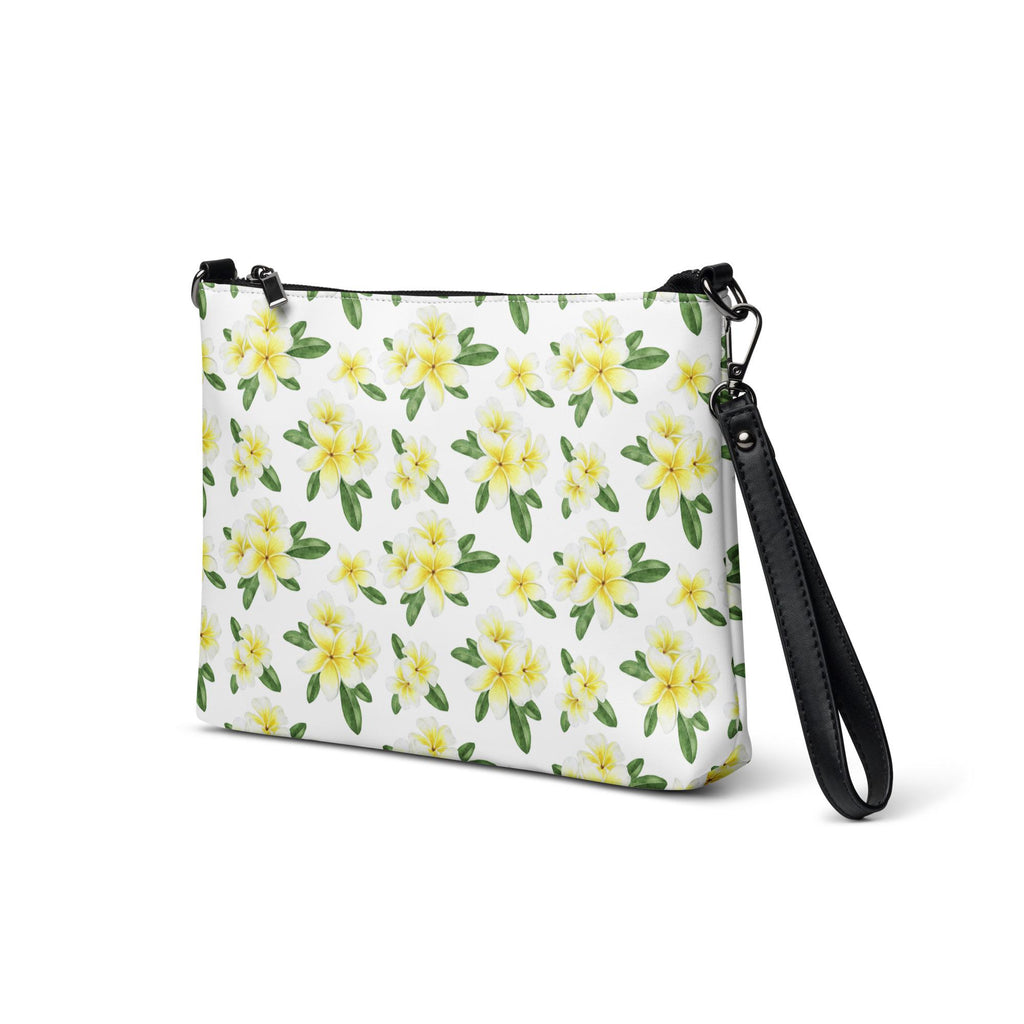 Plumeria Crossbody bag Tropical flowers bag zippered removeable straps