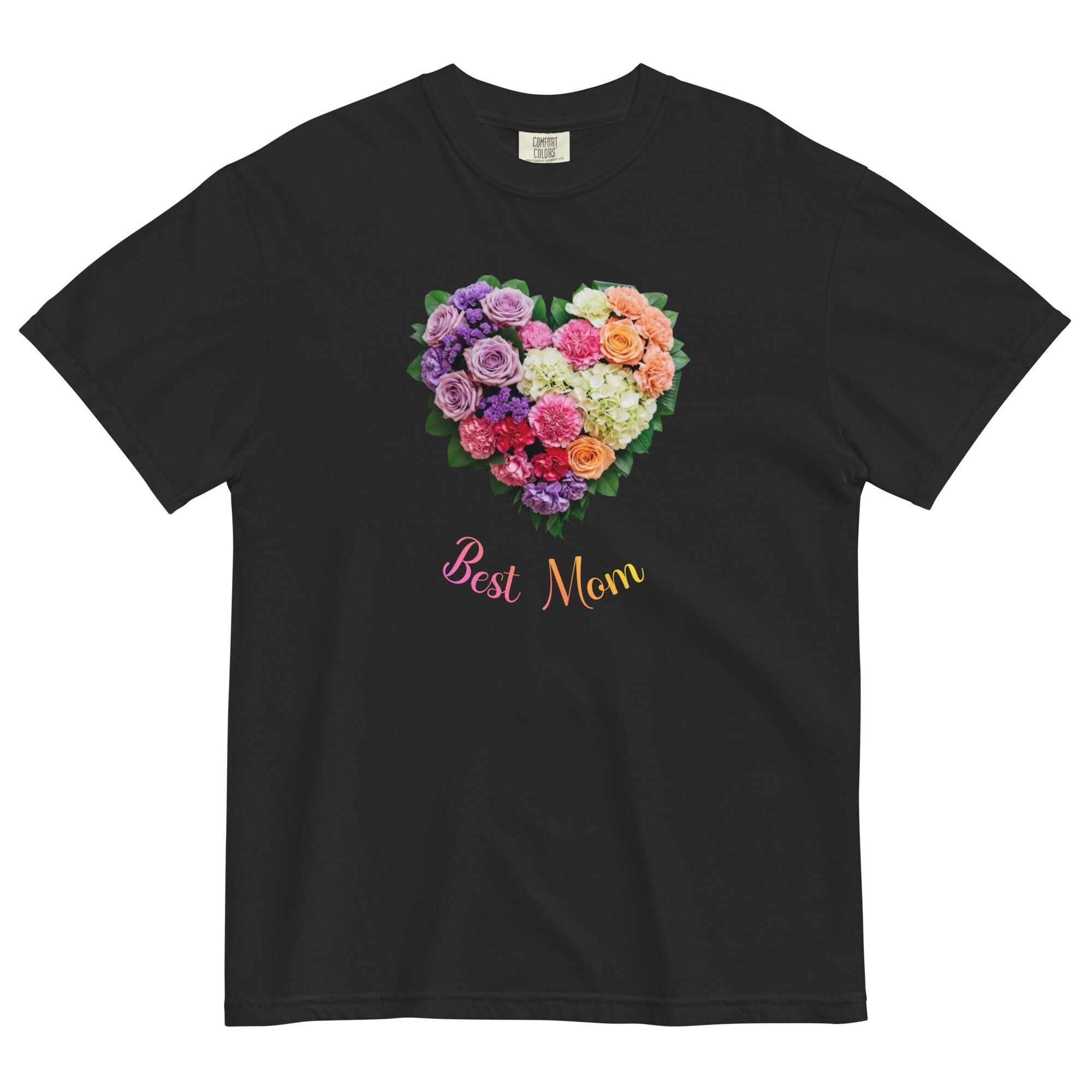 Comfort Colors Mom Heart Roses Shirt (Personalized Option)