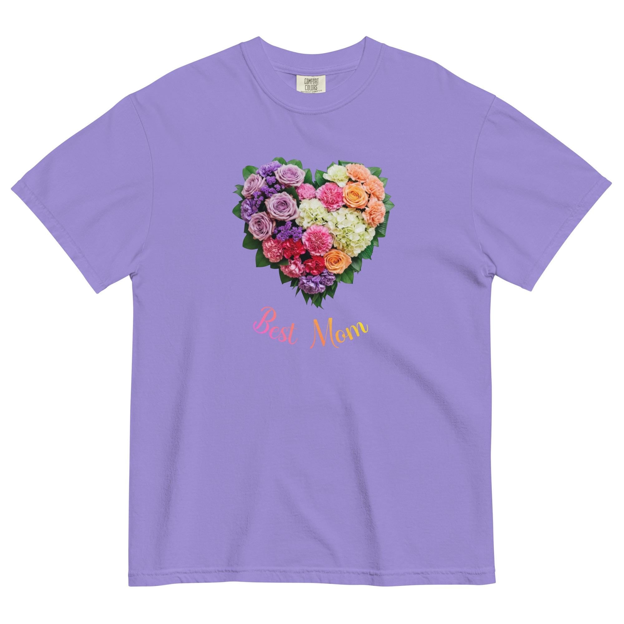 Comfort Colors Mom Heart Roses Shirt (Personalized Option)