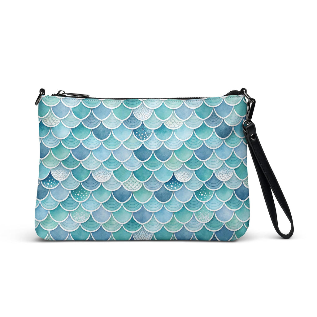 Mermaid Scales Crossbody bag Blue Green ocean inspired zippered bag Faux leather