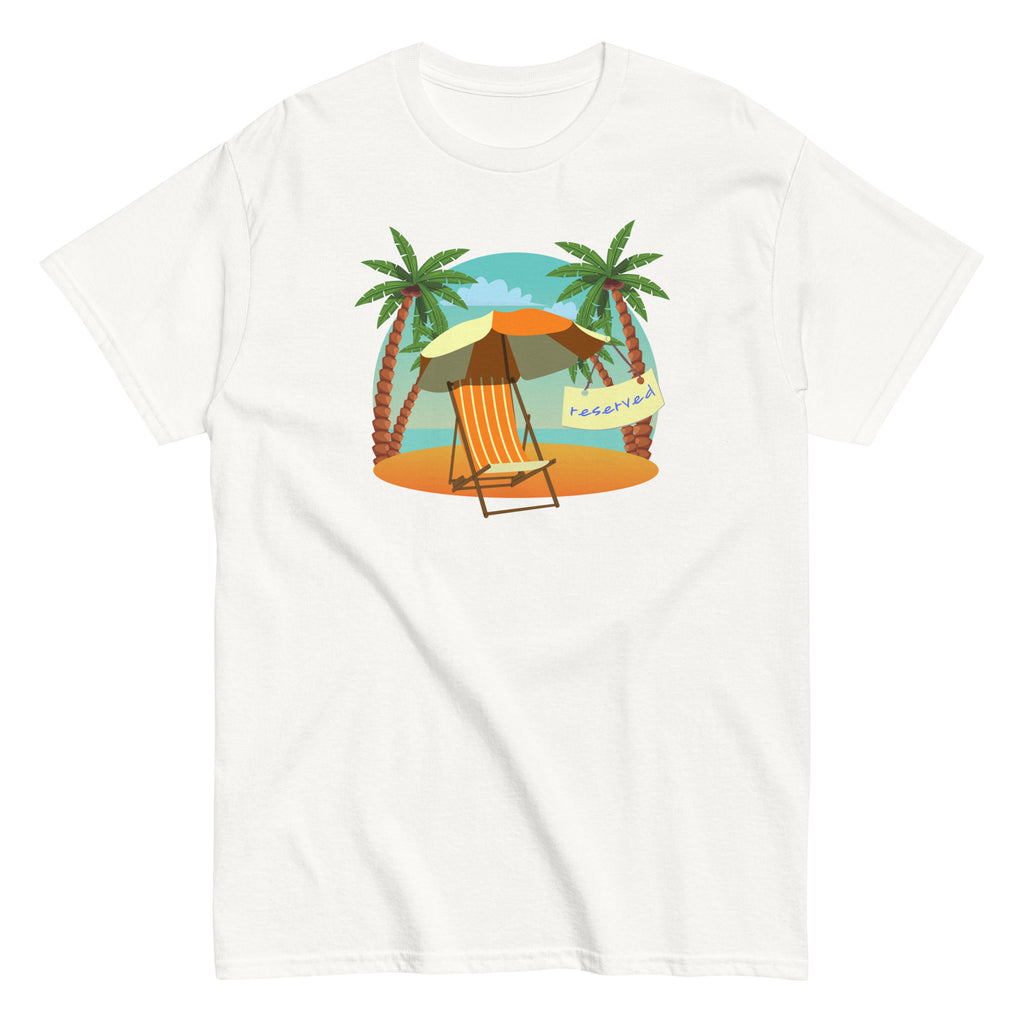 Beach chair Tee, unisex beach Tshirt,  cute reserved beach chair tee, 4 colors and 6 sizes