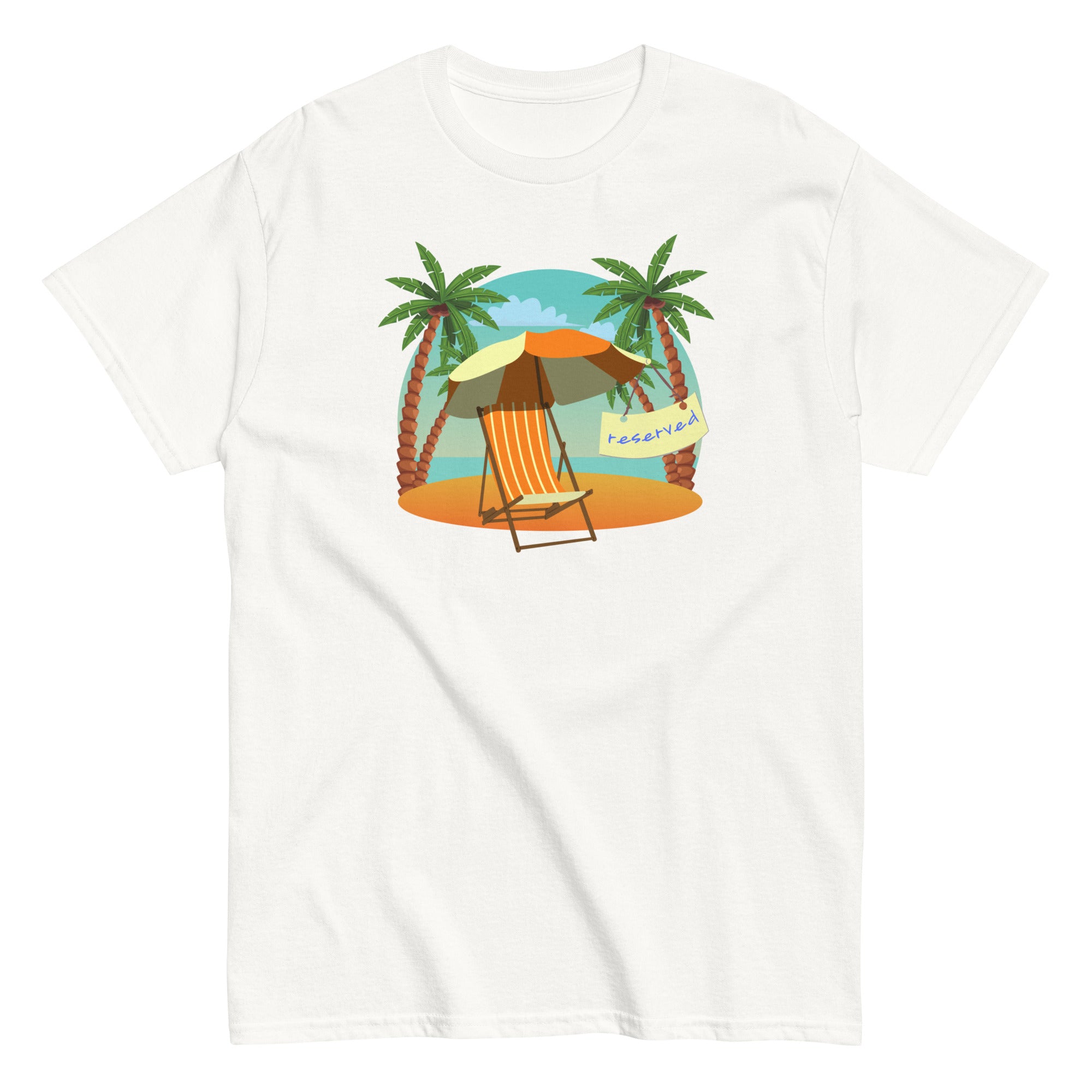 Beach chair Tee, unisex beach Tshirt,  cute reserved beach chair tee, 4 colors and 6 sizes