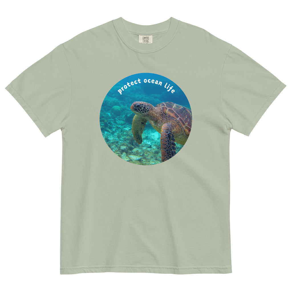 Sea Turtle Shirt, Protect Ocean Life shirt, ocean turtle cotton Tshirt, gift for ocean lover, sea turtle lover giftUnisex garment-dyed heavyweight t-shirt