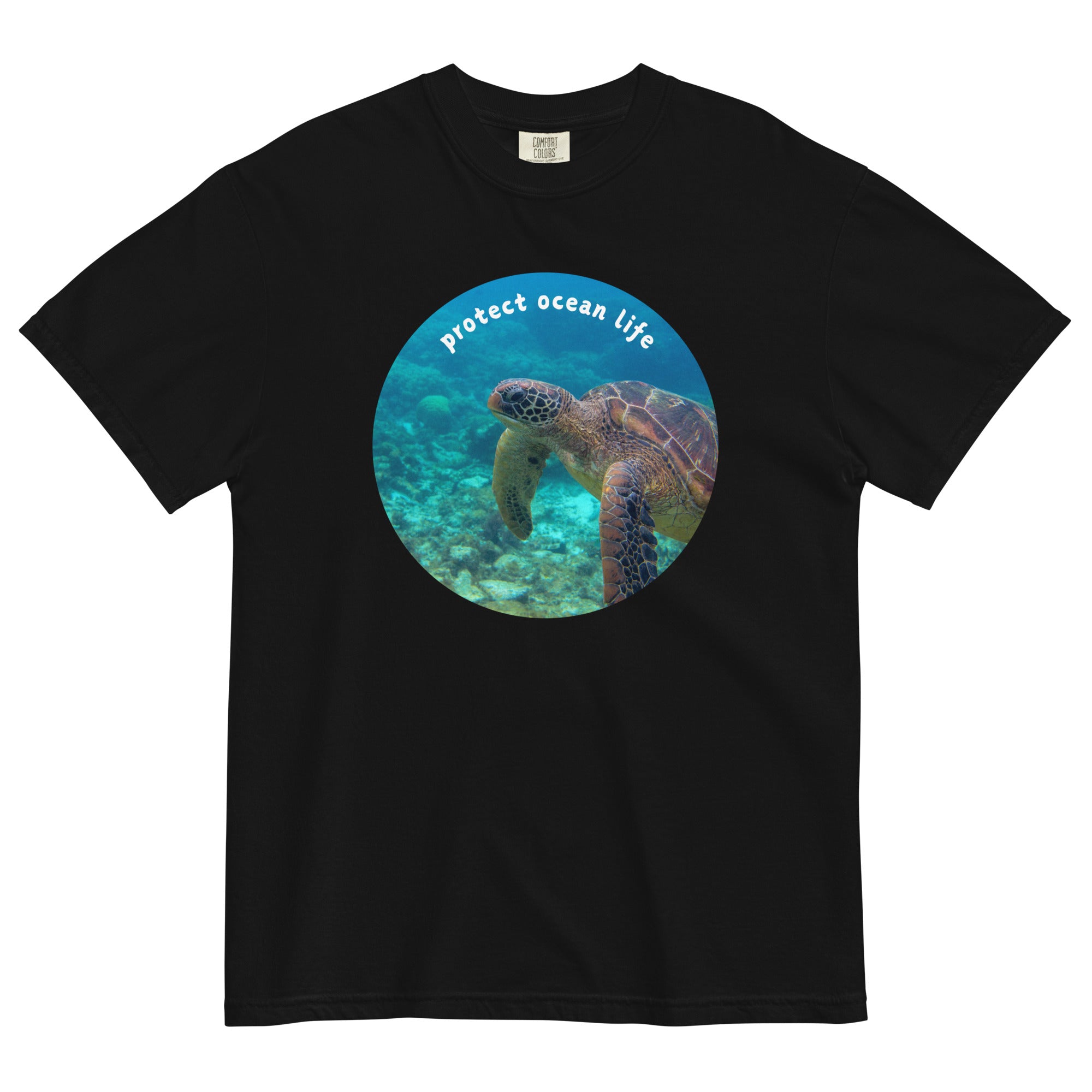 Sea Turtle Shirt, Protect Ocean Life shirt, ocean turtle cotton Tshirt, gift for ocean lover, sea turtle lover giftUnisex garment-dyed heavyweight t-shirt
