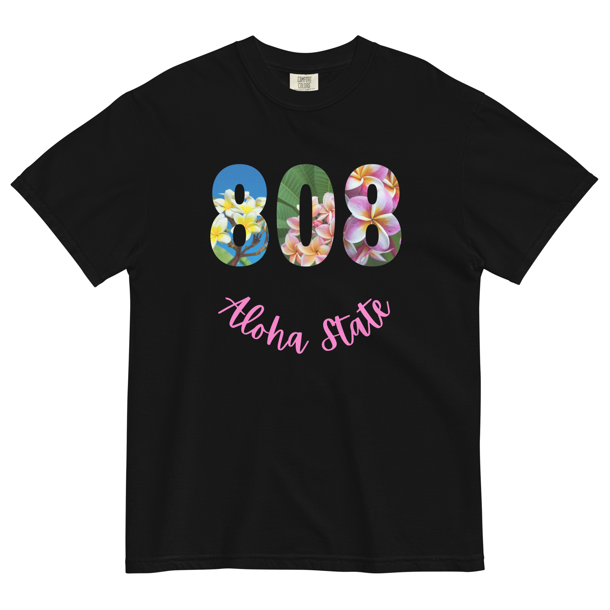 Aloha State Shirt, 808 Shirt, Hawaii State Shirt, 808 Aloha State Tshirt, Plumeria flowers Hawaii Unisex garment-dyed heavyweight t-shirtUnisex garment-dyed heavyweight t-shirt