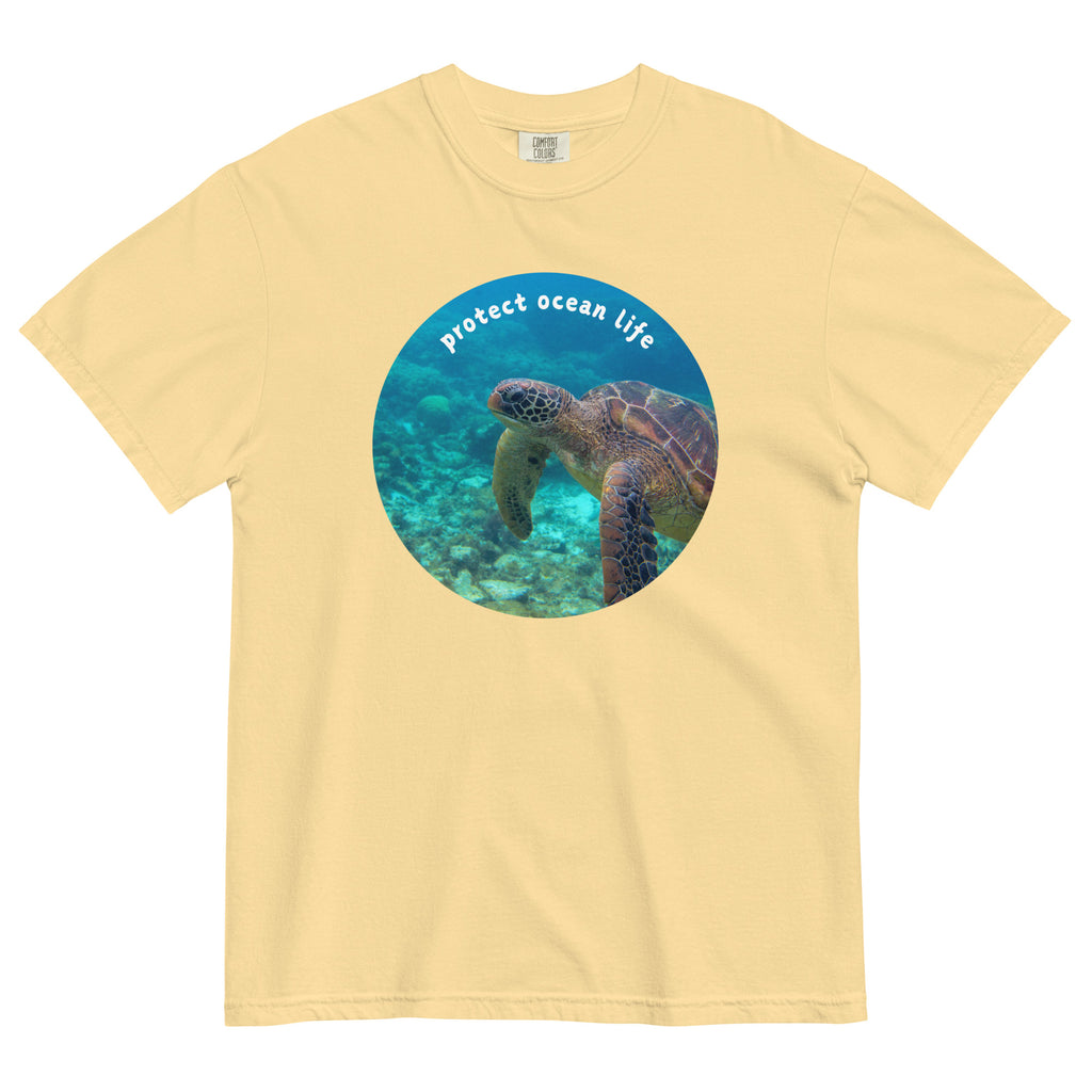 Sea Turtle Shirt, Protect Ocean Life shirt, ocean turtle cotton Tshirt, gift for ocean lover, sea turtle lover giftUnisex garment-dyed heavyweight t-shirt