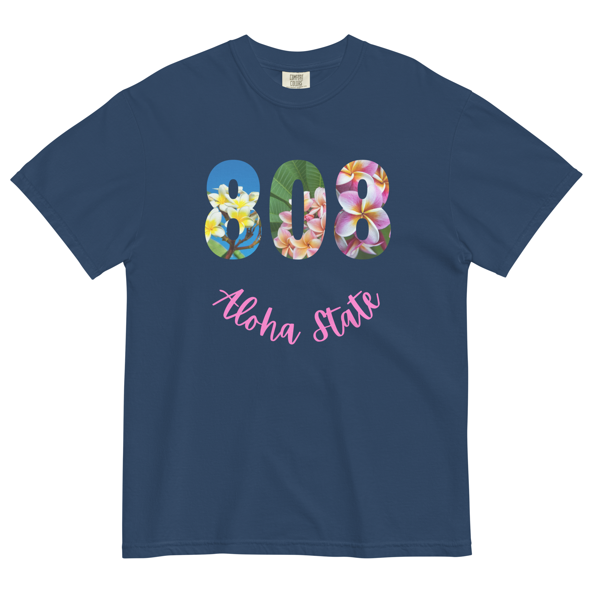 Aloha State Shirt, 808 Shirt, Hawaii State Shirt, 808 Aloha State Tshirt, Plumeria flowers Hawaii Unisex garment-dyed heavyweight t-shirtUnisex garment-dyed heavyweight t-shirt