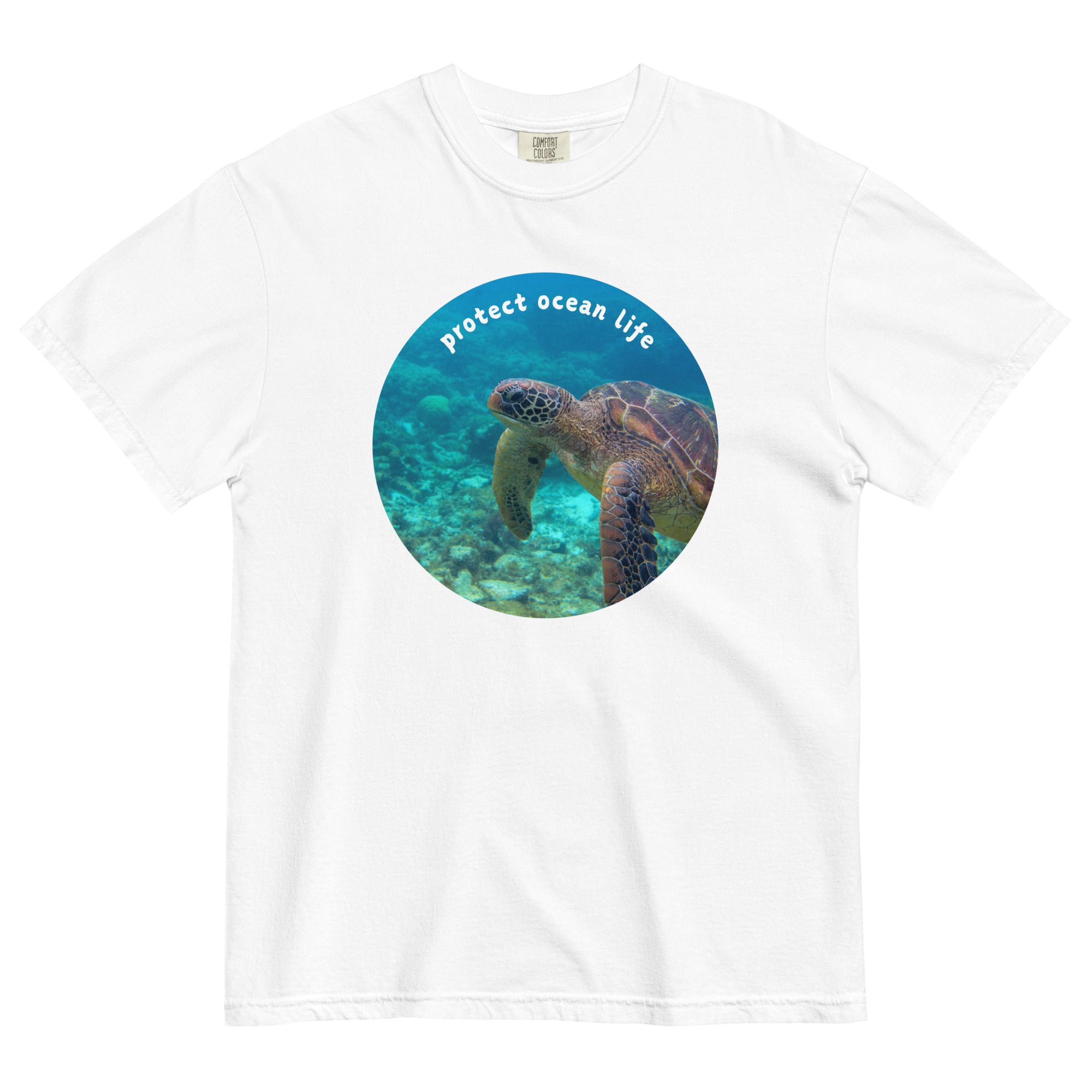 Sea Turtle Shirt, Protect Ocean Life shirt, ocean turtle cotton Tshirt, gift for ocean lover, sea turtle lover giftUnisex garment-dyed heavyweight t-shirt