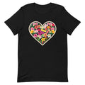 Hawaiian flowers shirt, plumeria shirt, hibiscus shirt, Hawaii floral heart t-shirt, gift for Hawaii lover, gift for flower loverUnisex t-shirt