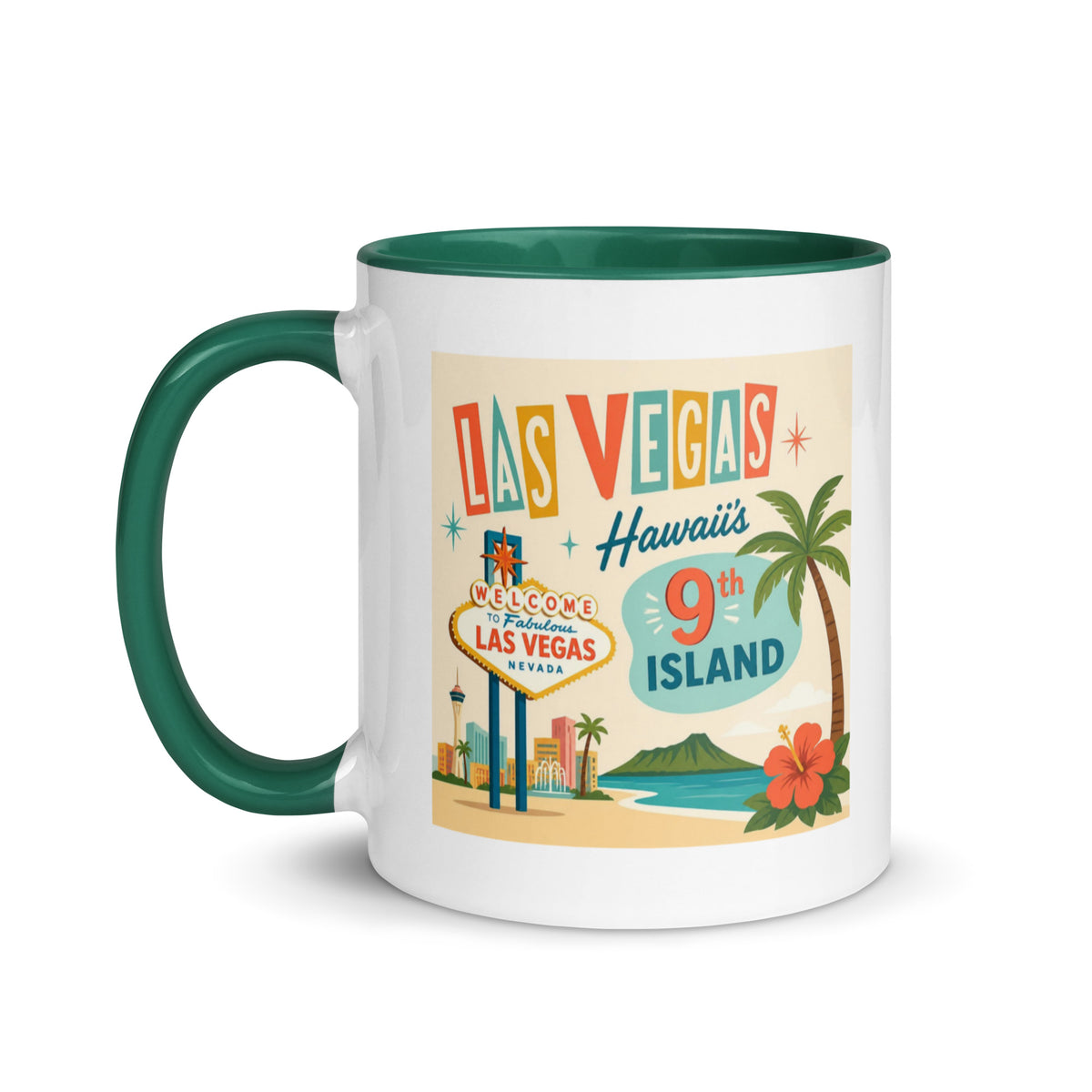 Las Vegas Hawaii Coffee Mug with Color Inside Gift for Hawaiian Kama'aina Las Vegas gift