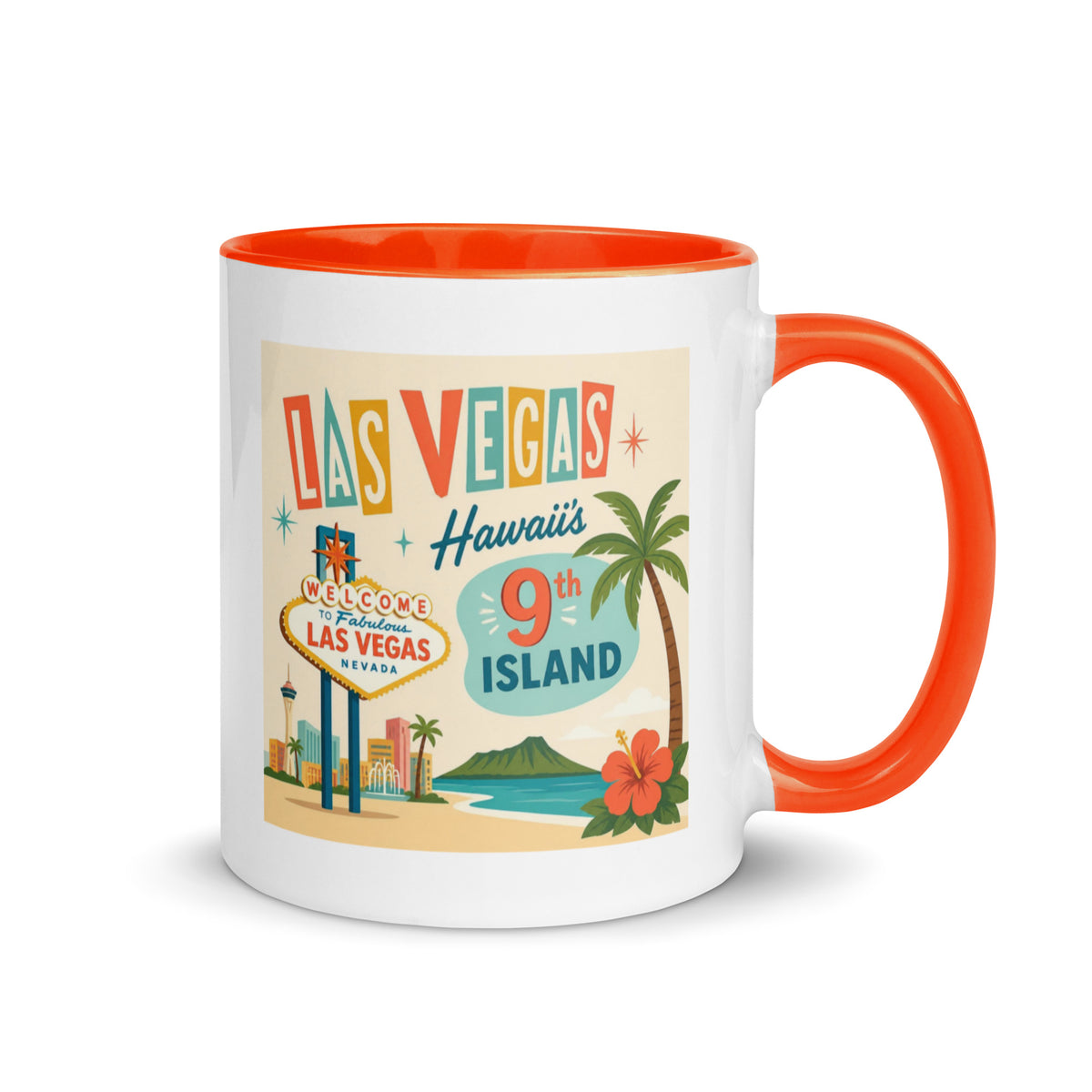 Las Vegas Hawaii Coffee Mug with Color Inside Gift for Hawaiian Kama'aina Las Vegas gift